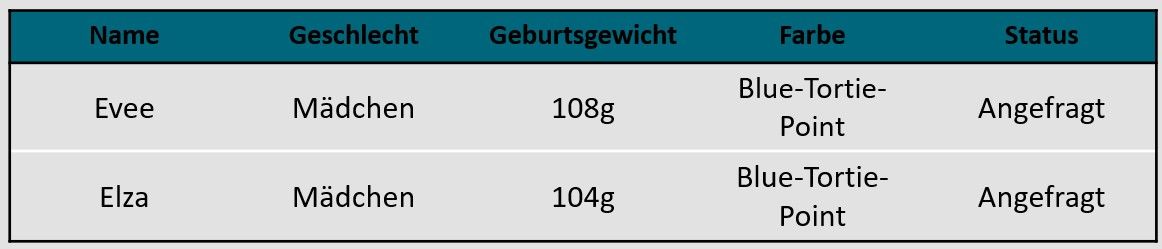 Tabelle A-Wurf